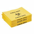 Yellow clinical waste disposal bags with biohazard symbol